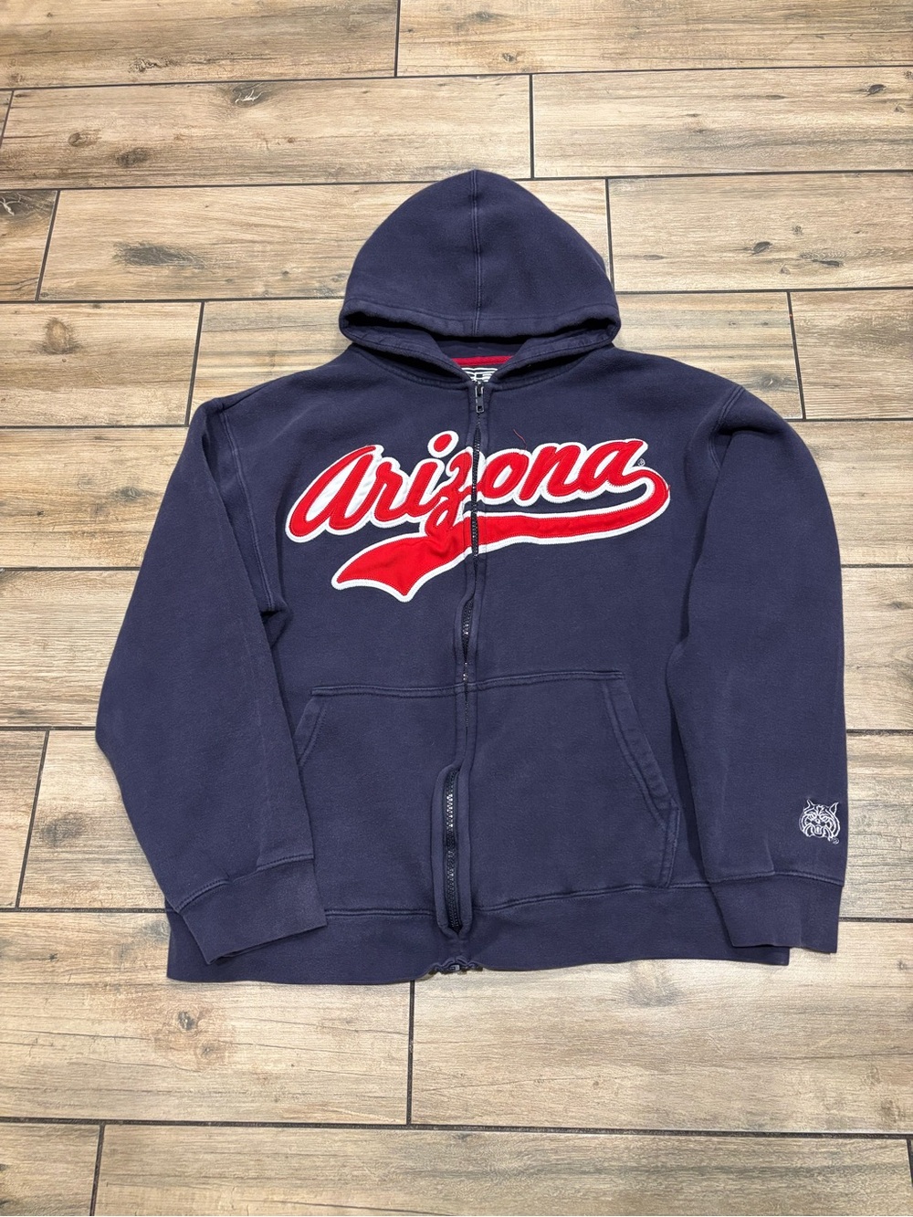 Vintage U of Arizona Wildcats Navy Blue Zip Up Hoodie Sweatshirt Size M Womens